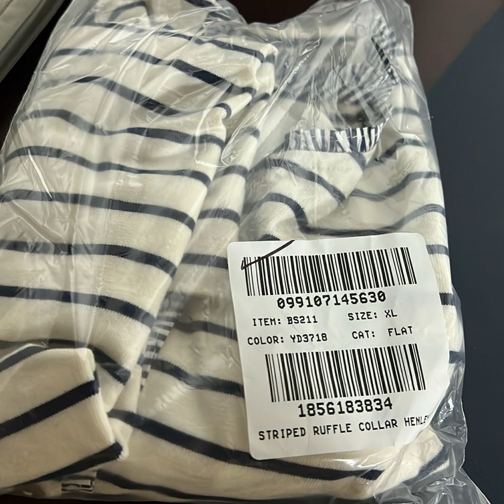 J. Crew Factory Striped ruffle-collar henley - Picture 2 of 2